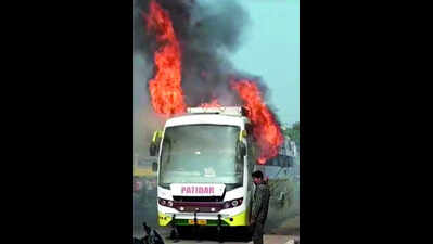 Parked Bus Catches Fire: Parked bus catches fire in Indore | Indore ...