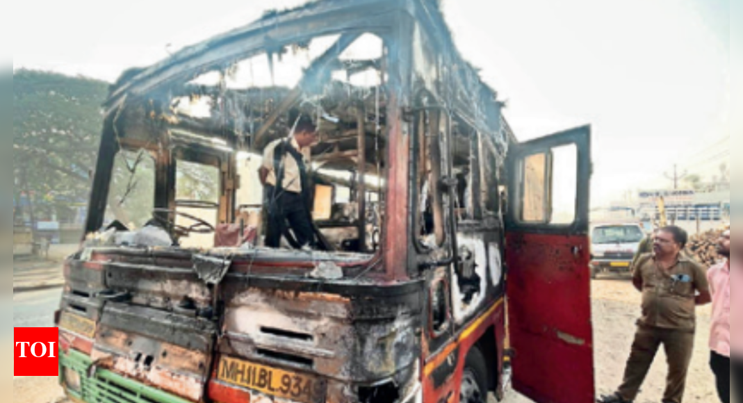 Lucky escape for 36 passengers as MSRTC bus catches fire on Talegaon ...