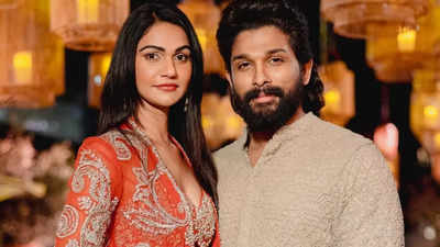 Allu Arjun and Allu Sneha Reddy share elegant couple goals pictures of their 'night in red'