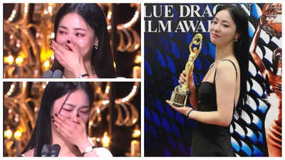 Jeon Yeo-been breaks down as she receives an award for her performance in 'Cobweb' - watch video
