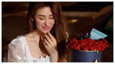 Mahira Sharma drops pictures of her birthday celebration with red roses, heart-shaped cake and a ring; See photos