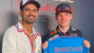 Shreyas Iyer gifts Team India jersey to Formula One star Max Verstappen