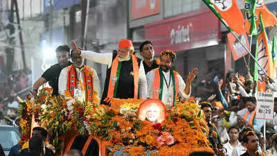 PM Narendra Modi holds roadshow in Telangana's Hyderabad