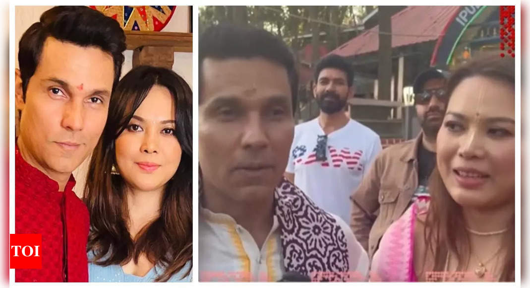 Ahead of their wedding, Randeep Hooda and Lin Laishram seek blessings at a temple in Imphal – WATCH video | Hindi Movie News