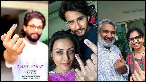 Jr NTR, Allu Arjun, S S Rajamouli, Chiranjeevi and several stars cast their votes in Telangana polls