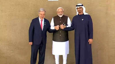 PM Modi arrives at COP28 Leadership Pavilion; UAE President, UN Chief welcome him