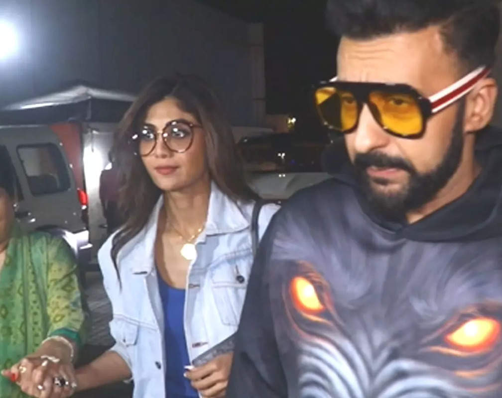 
Shilpa Shetty Kundra steps out for a movie date with family; Raj Kundra’s T-shirt grabs attention
