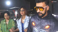 Shilpa Shetty Kundra steps out for a movie date with family; Raj Kundra’s T-shirt grabs attention