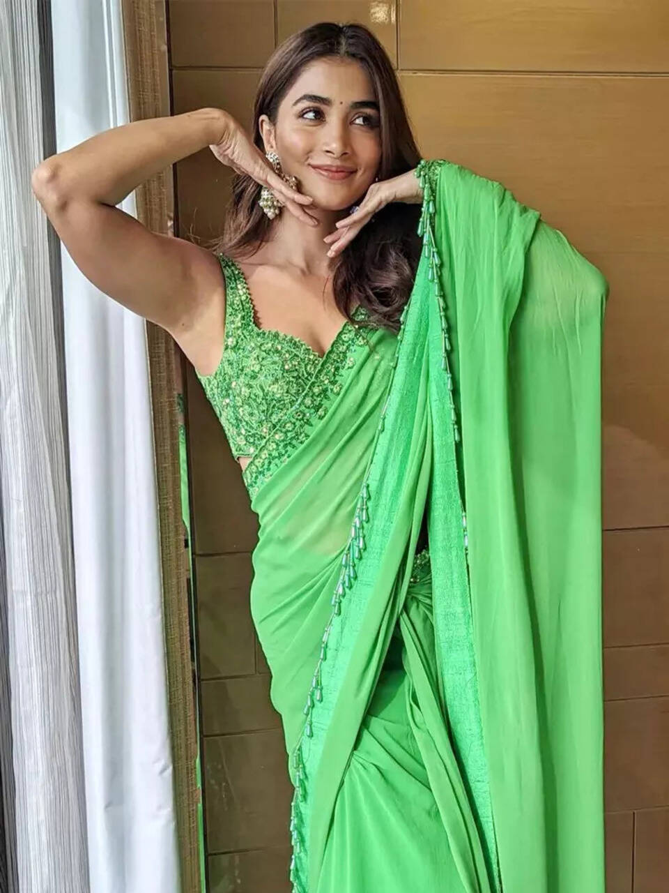 makeup with parrot green dress MARIA.B Mein Teri Aan Luxury Lawn Collection 2022 – D-2201-B – YourLibaas