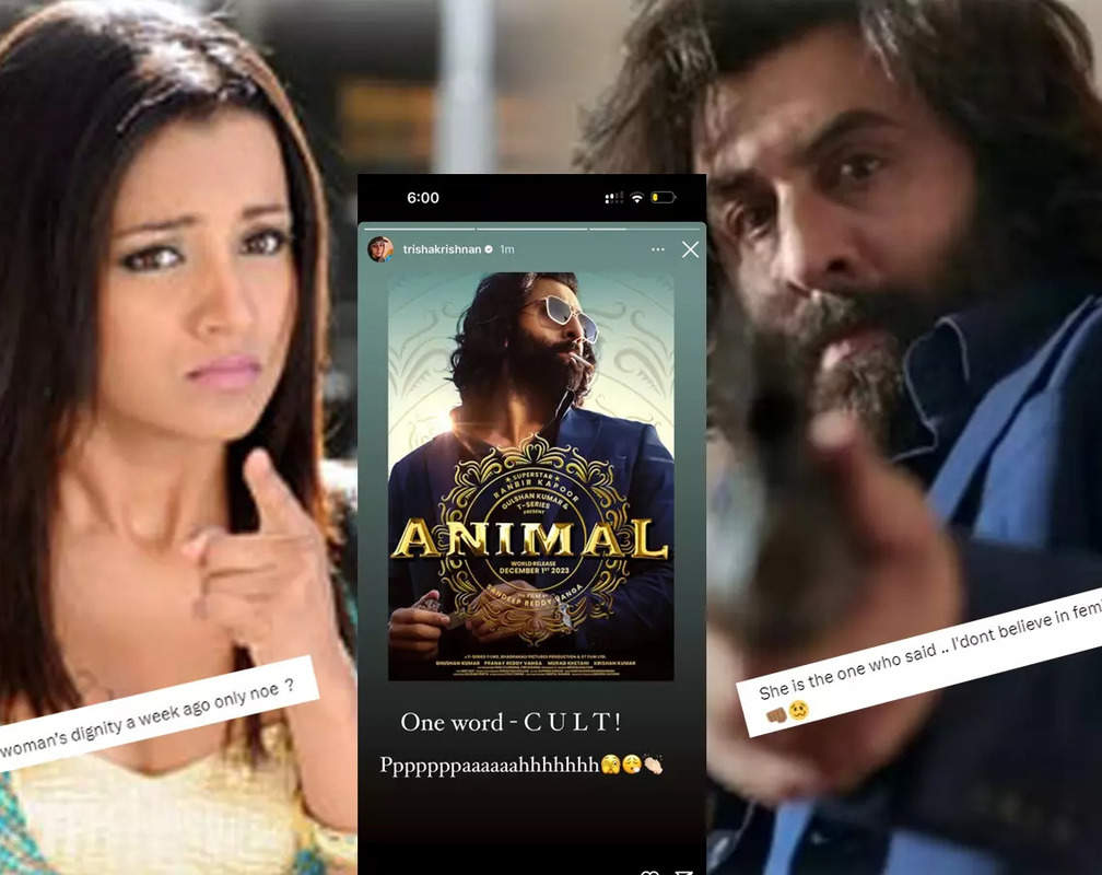 
Trisha Krishnan faces backlash for calling Ranbir Kapoor's 'Animal', a 'cult' movie; netizens say 'She was lecturing about woman's dignity a week ago only'
