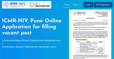 ICMR NIV Recruitment 2023: Registration underway for Technical Assistant, other posts at niv.icmr.org.in, apply here