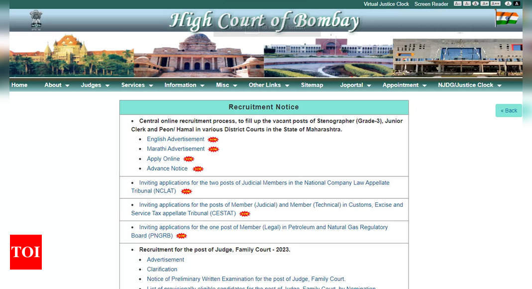 Bombay High Court Recruitment 2023: Apply for 4629 Stenographer, Junior Clerk, and Peon Posts