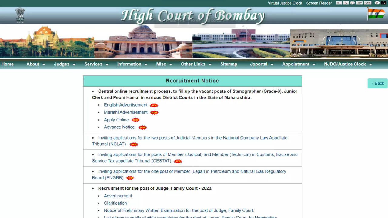 Bombay High Court Recruitment 2023: Apply for 4629 Stenographer 