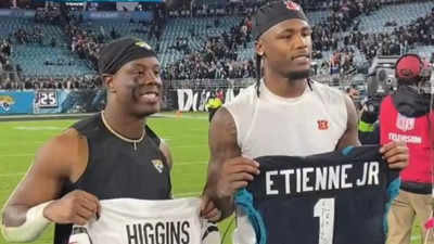 Watch: Travis Etienne and Tee Higgins swap jerseys after Cincinnati Bengals' victory