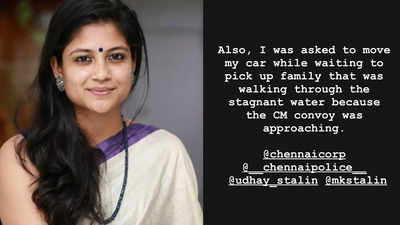 Aditi Balan questions the TN government after being stuck in the rainwater