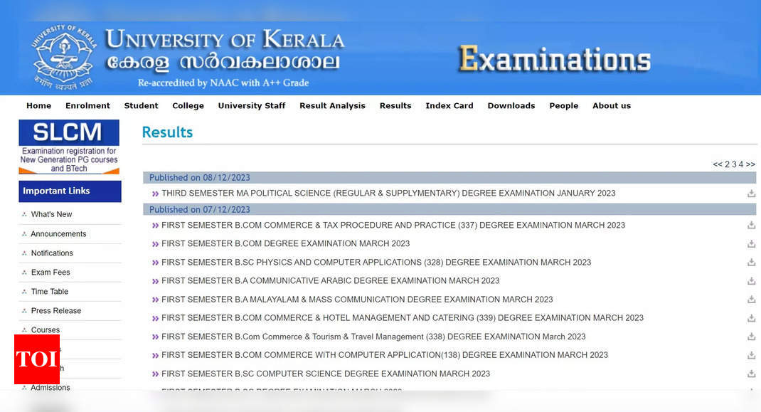 Kerala University Result 2023 declared for UG, PG courses; direct link here