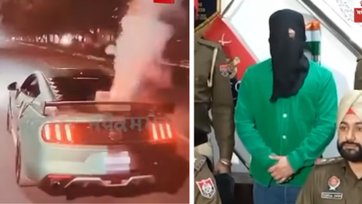 Mohali man bursts firecrackers from moving Mustang, passerby's clothes catch fire!