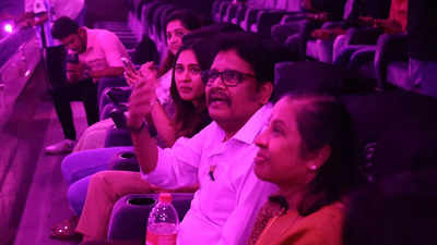 Meena and KS Ravikumar watch Rajinikanth's 'Muthu' re-release
