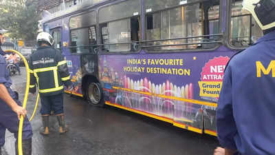 Mumbai: BEST bus catches fire near Nagpada signal