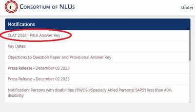 CLAT 2024 Final Answer Key released at consortiumofnlus.ac.in, direct link to download