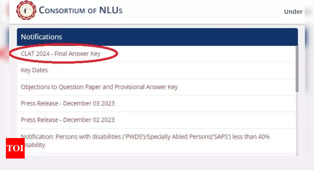 CLAT 2024 Final Answer Key released at consortiumofnlus.ac.in, direct link to download