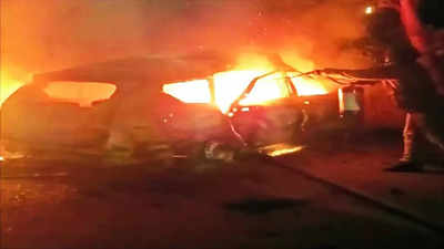 8 charred to death as car catches fire after hitting dumper in UP