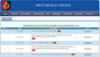 WB Police Lady Constable Admit Card 2023 out for PET, PMT at wbpolice.gov.in, direct link here