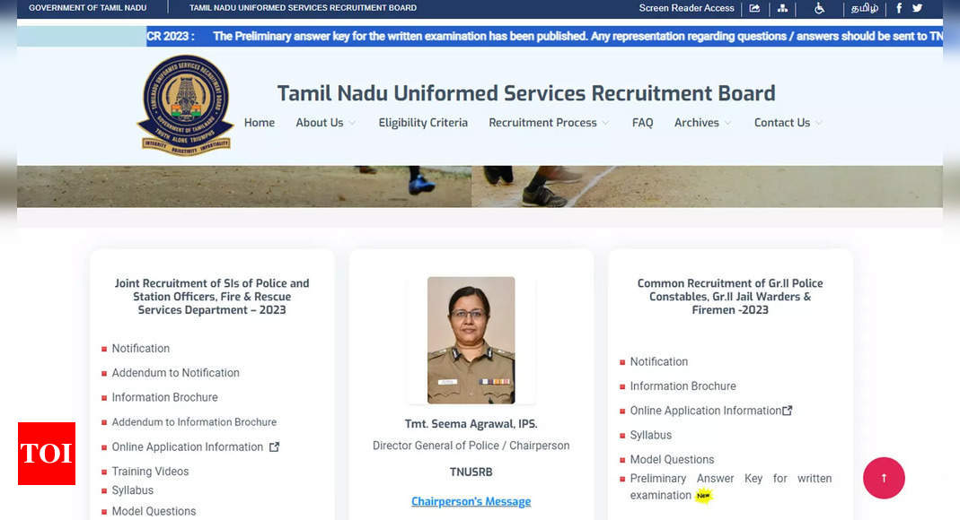 TNUSRB Releases Answer Key for 3359 Posts on tnusrb.tn.gov.in; Download Here