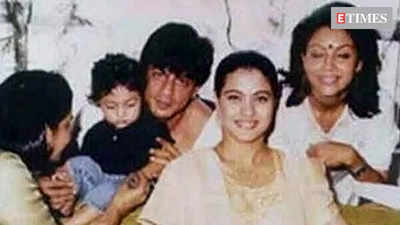 This old picture of Shah Rukh Khan and Kajol from actress’ mehendi ceremony shows Aryan Khan as toddler- VIRAL ALERT