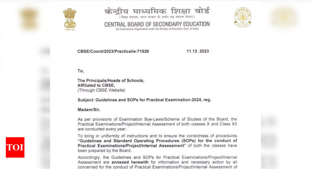 CBSE Board Exam 2024: CBSE Board exam 2024: Official SOP, guidelines released for class 10, 12 practicals; check details here