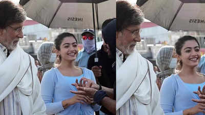 This throwback picture of Rashmika Mandanna and Amitabh Bachchan from the sets of 'Goodbye' is all about the smiles