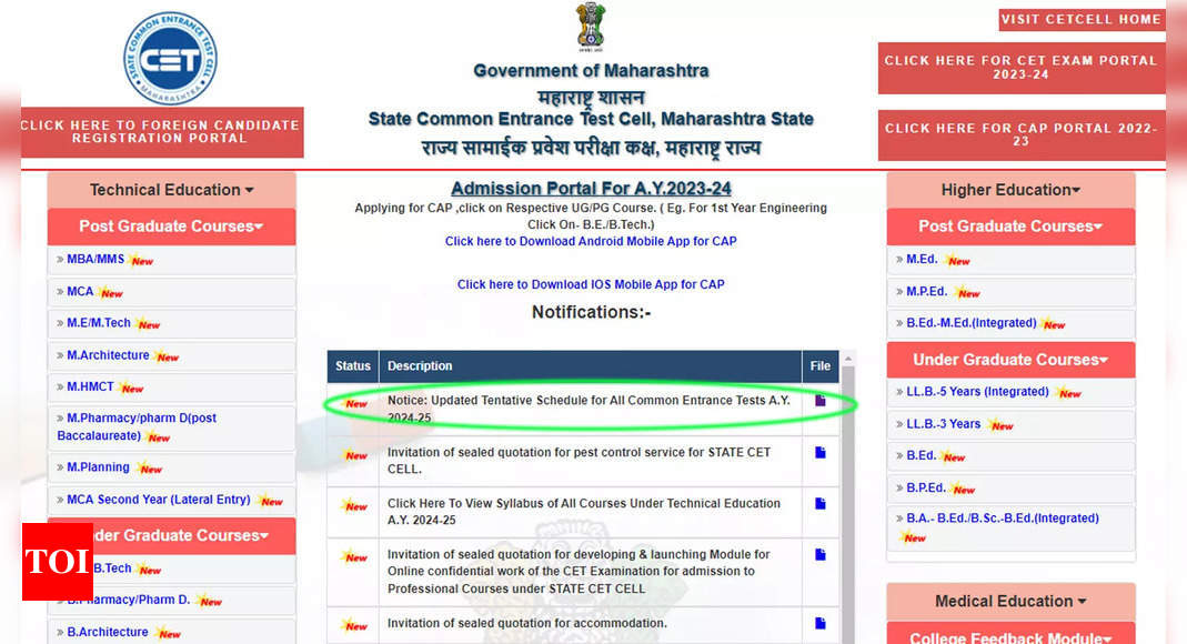 MHT CET 2024: Revised schedule released on cetcell.mahacet.org, exams from March 2