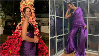 Pics: Triptii Dimri looks gorgeous as she poses in a purple saree