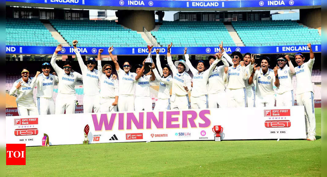 Watch: Indian women’s team celebrates historic Test win against England | Cricket News