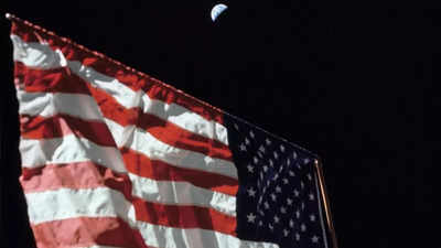 NASA shares 51-year-old photo of US flag on Moon with Earth in background