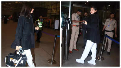 Amidst pregnancy rumours, Anushka Sharma snapped in a baggy and chic jacket at the airport: pics inside