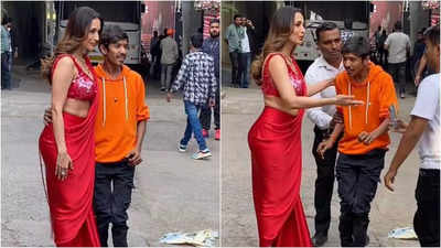 Malaika Arora keeps calm as her physically disabled fan puts his hand on her waist, bodyguard intervenes