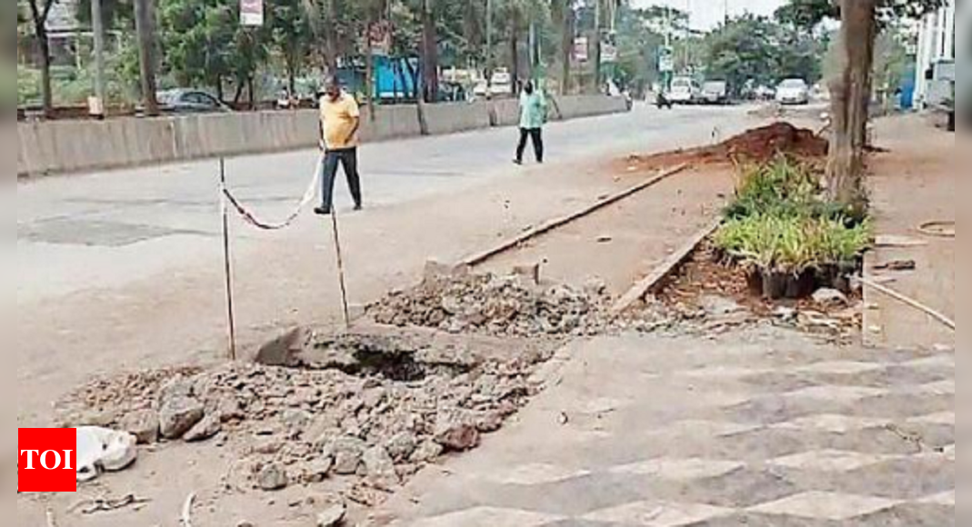 Cyclists skidded and stopped due to digging of new track for work in Kalyan