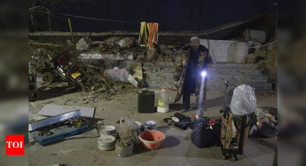 China has started erecting temporary housing units after an earthquake destroyed 14,000 homes