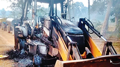 Maoists blow up devpt in own den, torch road construction machines