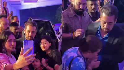 Salman Khan REACTS as a fan kisses his hand, poses for selfies post Anand Pandit's birthday party - WATCH