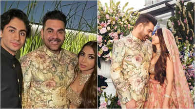 Arbaaz Khan and Shura Khan pose as husband and wife in first pictures from their wedding, the groom's son Arhaan Khan is all smiles