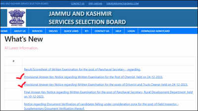 JKSSB Answer Key 2023 for Driver, Cleaner, and Chemist Posts Released at jkssb.nic.in; Direct Link