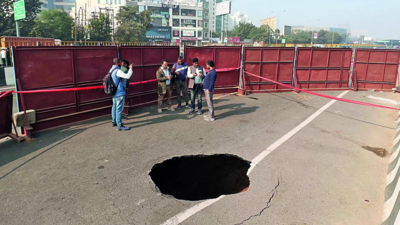 Year after its launch, 18ft-deep sinkhole opens up on Rs 1.9k-crore Sohna elevated road