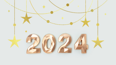 Golden Color Happy New Year 2024 Wishes Backgrounds