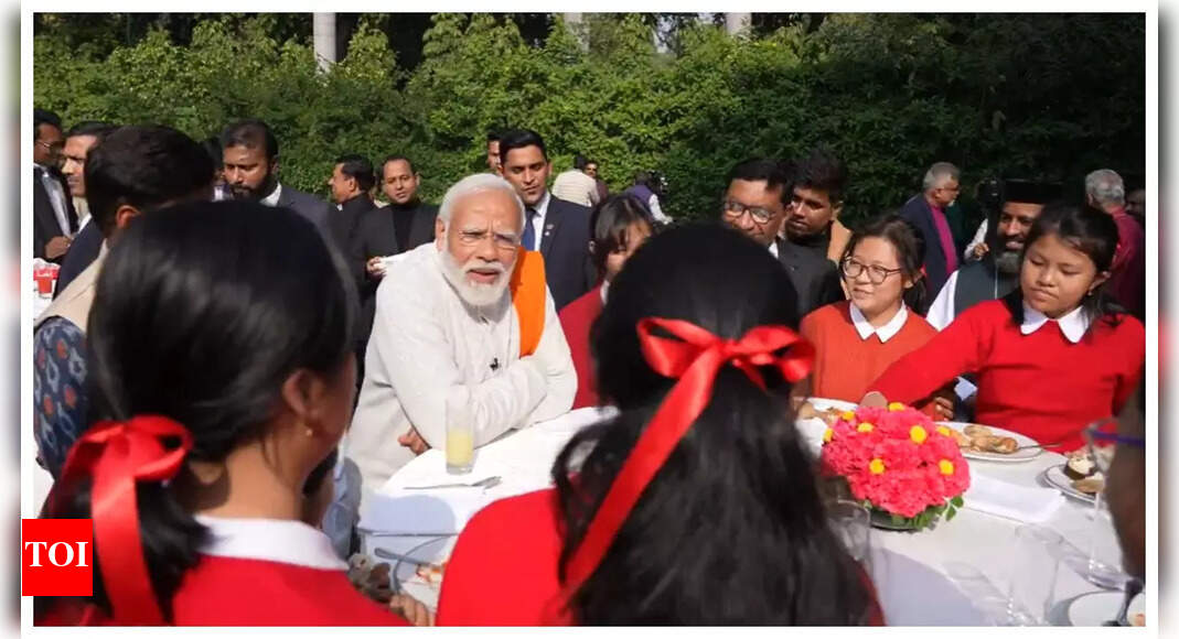 ‘Seems my office passed ultimate test,’ PM Modi says as children catch a glimpse of his official residence | India News – Times of India