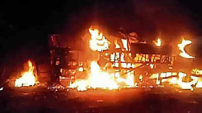 13 charred to death in MP's Guna as bus hits truck, catches fire