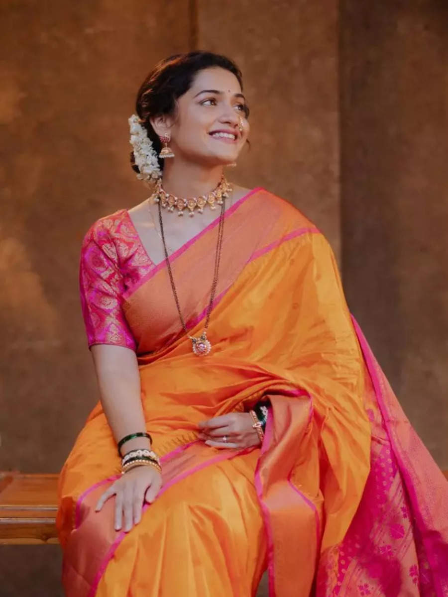 Hruta Durgule dazzles in fashionable sarees | Times of India