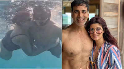 Twinkle Khanna goes snorkeling with Akshay Kumar on her 50th birthday, plants a kiss on his cheeks - WATCH video