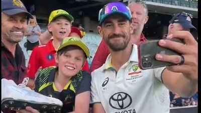 WATCH: Mitchell Starc fulfills his promise, gives signed shoes to young fan